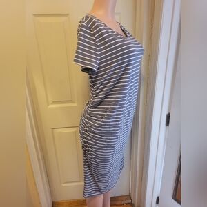 Isabel Maternity by Ingrid & Isabel Striped Gray Midi Dress